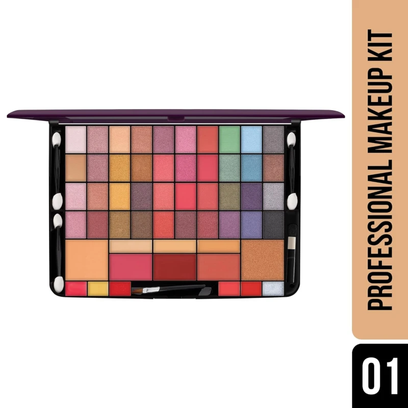 Hilary Rhoda Professional Makeup Kit | 40 Eyeshadows | Highlighter | Face Powder | 3 Contour & 3 Blushes | 6 Lip Glosses | Makeup Kit for Women | Highly Pigmented | 4 Brushes - 74g (Multicolor Shade-1) thumbnail 2